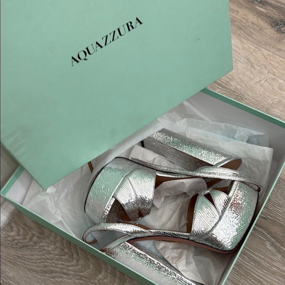 Aquazzura Silver Heels Elegant Design